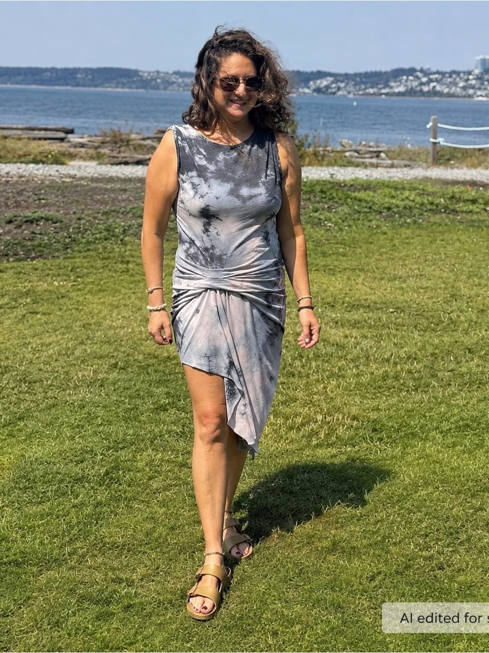 ALLSAINTS Tie Dye Draped Asymmetric Dress Size Small
